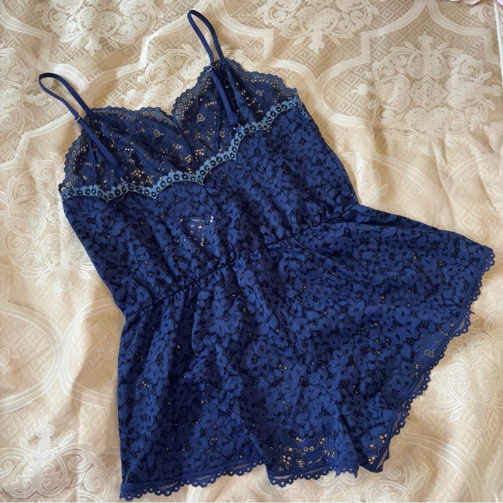 Victoria's Secret Blue Lace Romper - Picture 3 of 3